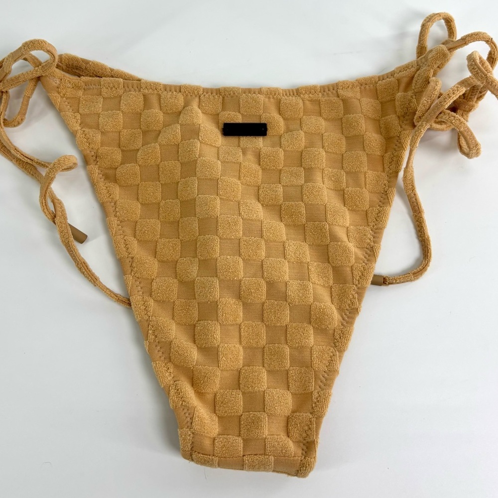Triangl terry check string bikini bottoms Medium tan cheeky NWOT - Picture 5 of 8